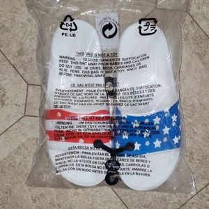 Red White and Blue Crocs Slides